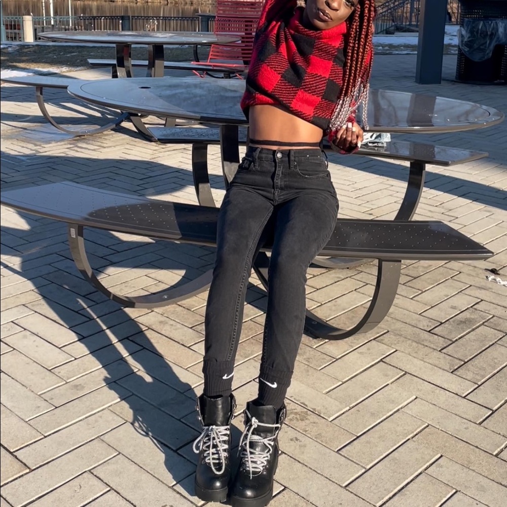 Red and black winter sweater